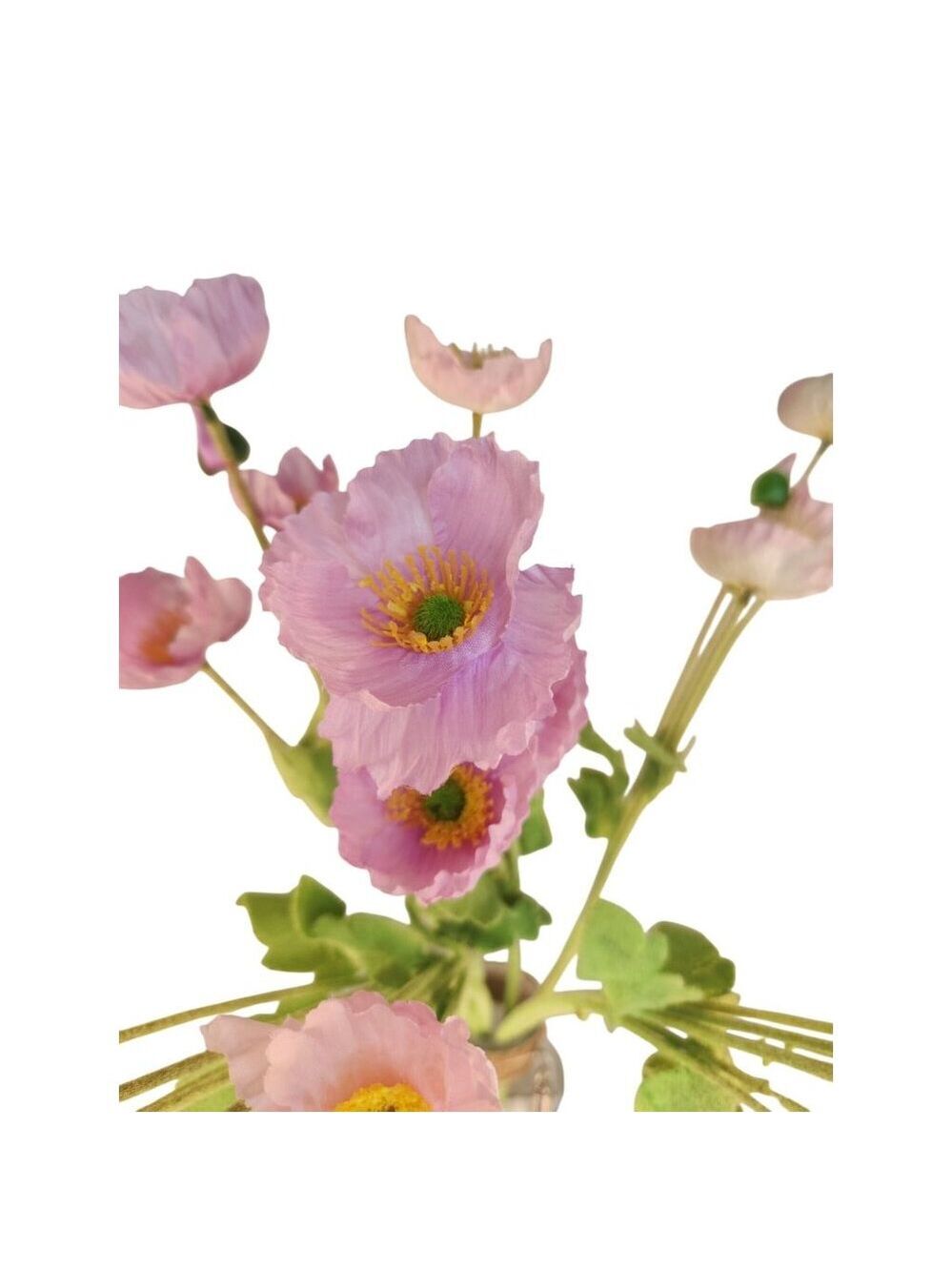 Pink Lavender Artificial Poppy Bouquet 24 Inch Faux Flowers Cottage Home Decor - Picture 4 of 7